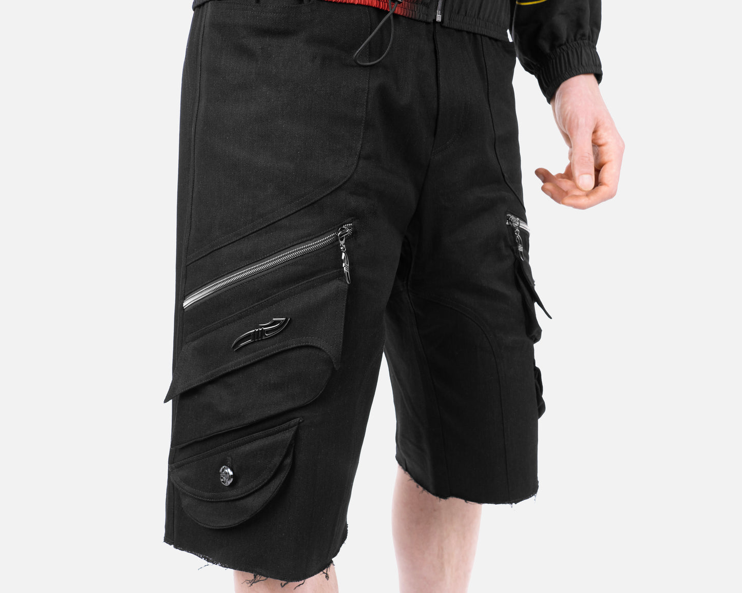 DENIM CARGO SHORTS BLACK