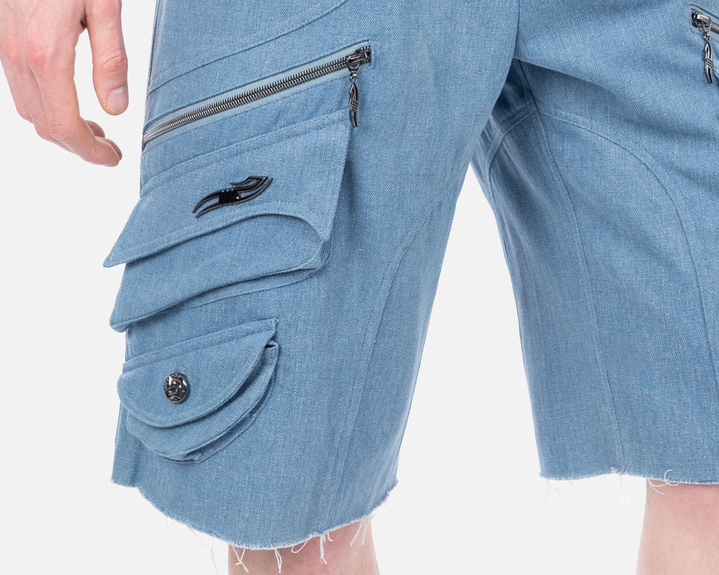 DENIM CARGO SHORTS BLUE