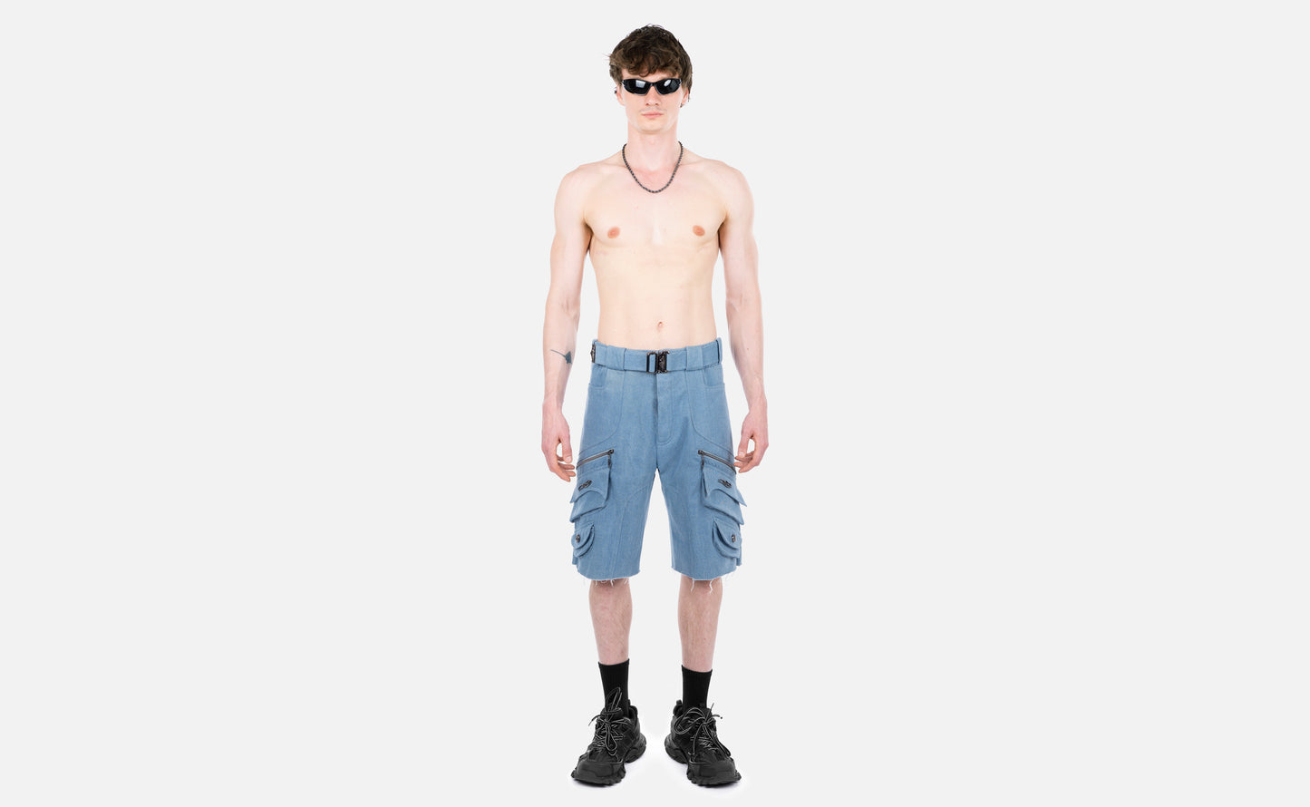 DENIM CARGO SHORTS BLUE