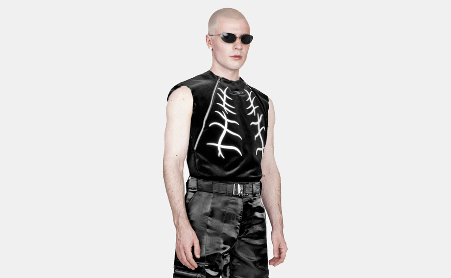 ZIP SLEEVELESS SHIRT WHITE