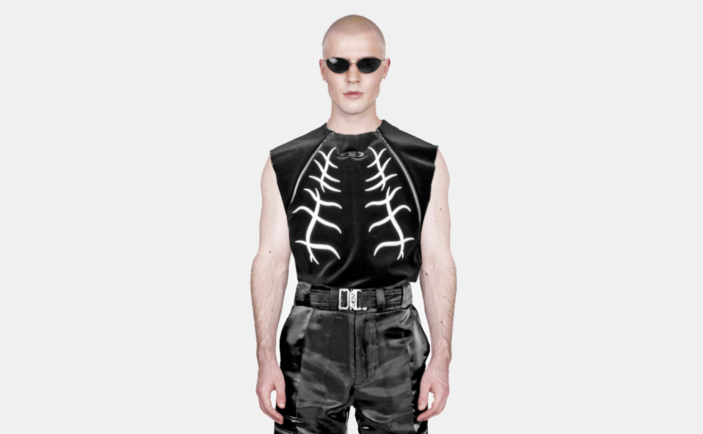 ZIP SLEEVELESS SHIRT WHITE
