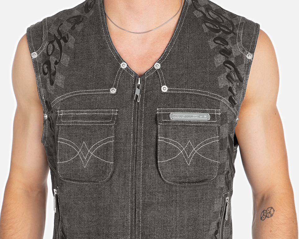 SCRIPT DENIM VEST