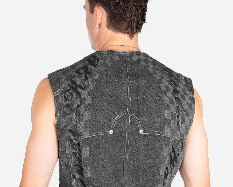 SCRIPT DENIM VEST