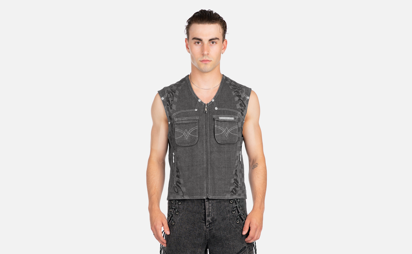 SCRIPT DENIM VEST