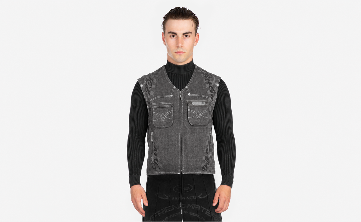 SCRIPT DENIM VEST