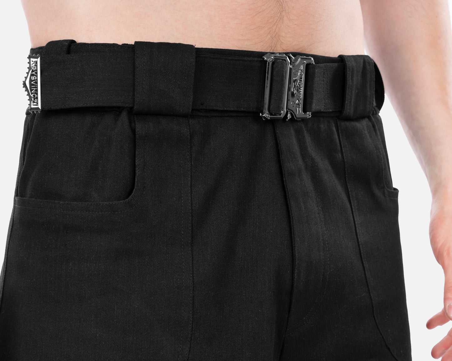 DENIM CARGO SHORTS BLACK